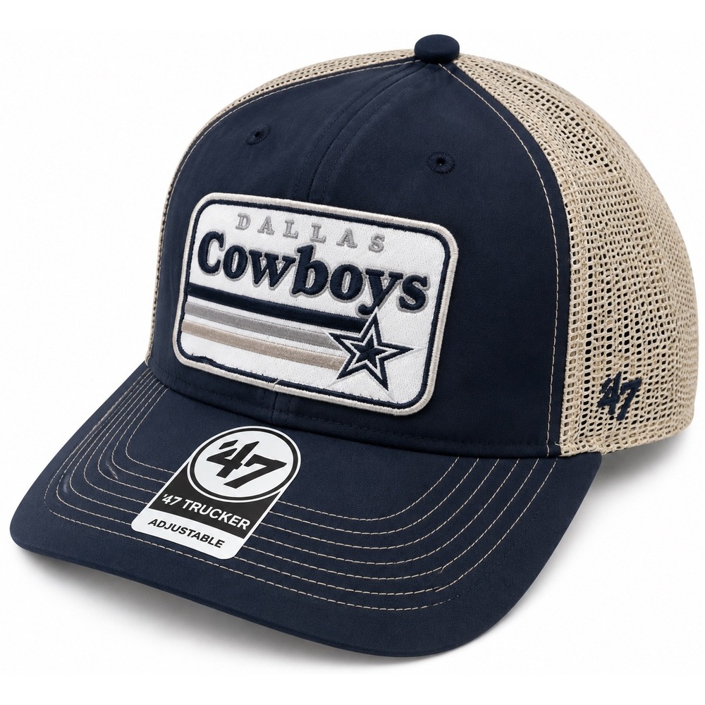 Dallas Cowboys 47 Brand Trucker Hat Navy Tan Adjustable Snapback NFL Cap OSFM